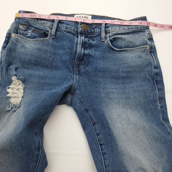FRAME Womens Le Garcon Distressed Denim Crop Fray Hem Jeans in Newport Size 24 - Picture 6 of 12